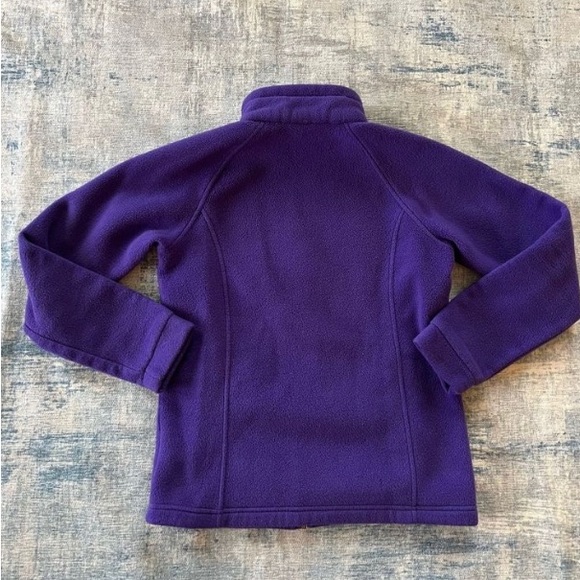 Columbia Jacket Girls Medium 10/12 Purple High Neck Full Zip Pockets Fleece Logo - Picture 2 of 4